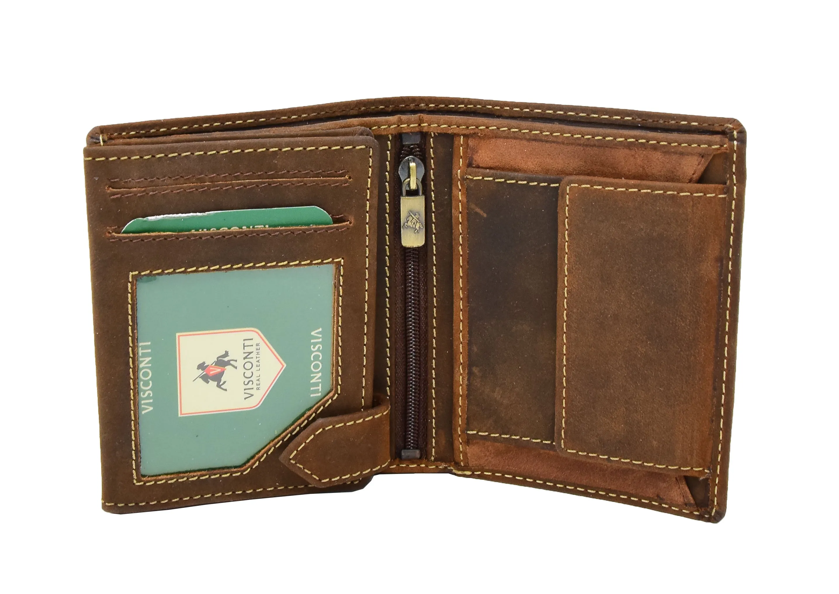 DR403 Men's Bifold Vintage Leather Wallet Tan