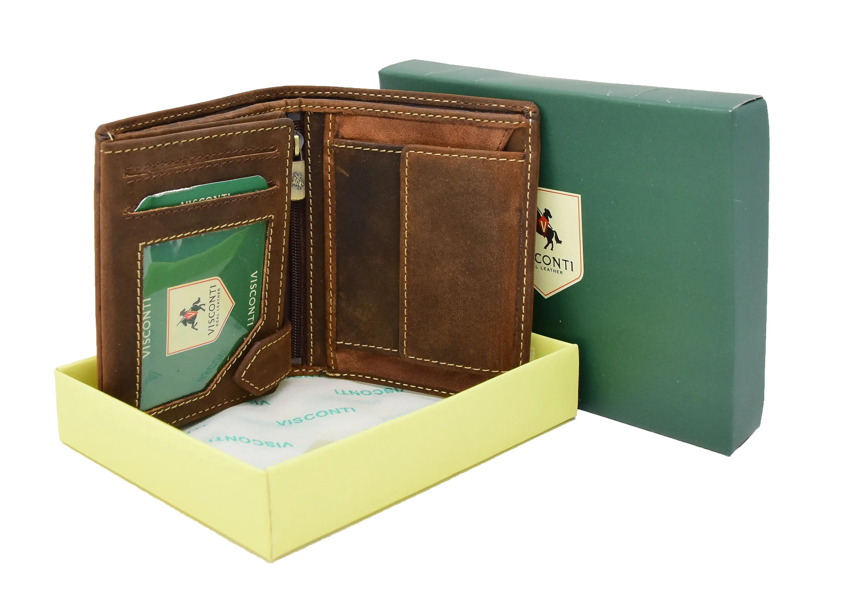 DR403 Men's Bifold Vintage Leather Wallet Tan