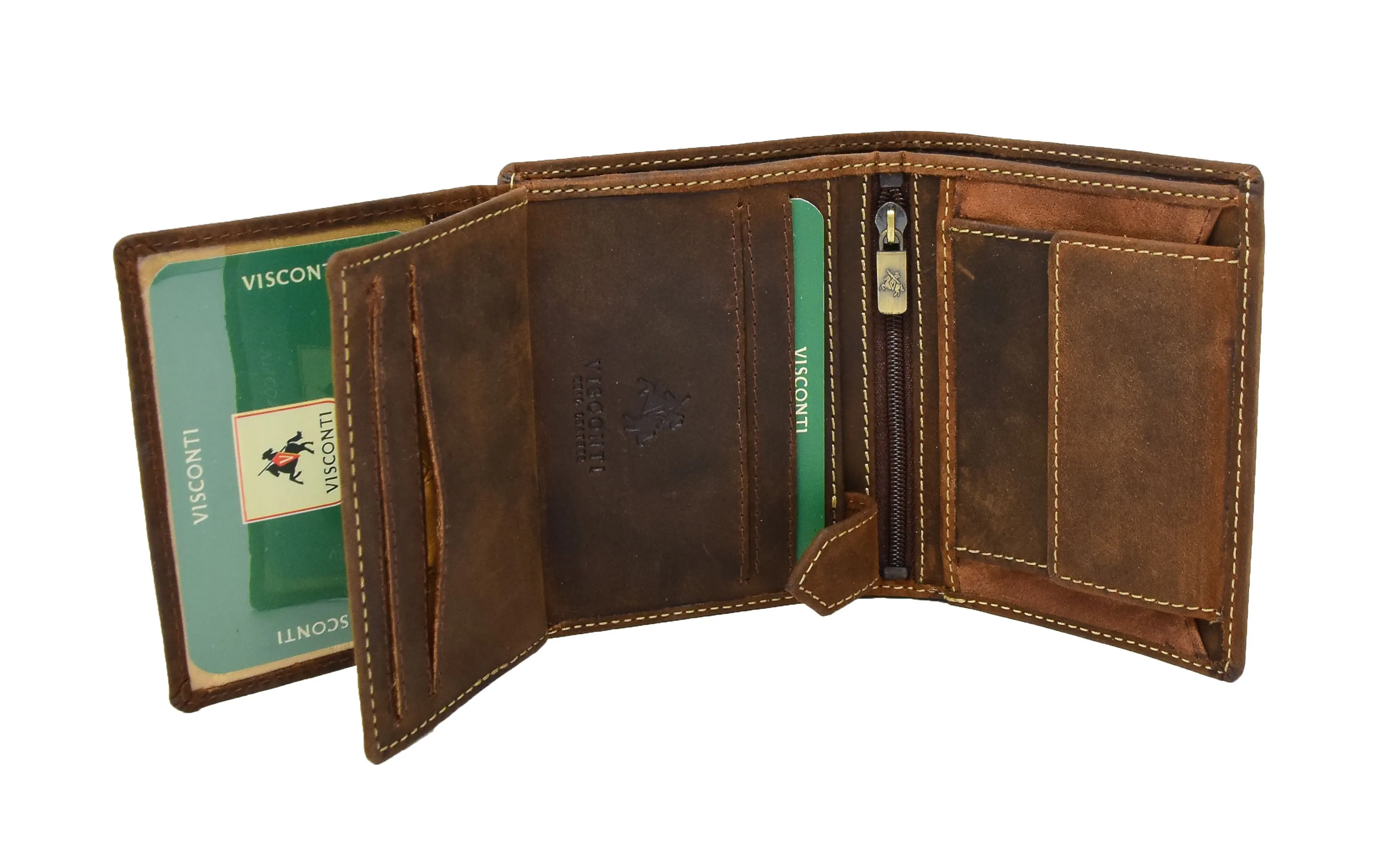 DR403 Men's Bifold Vintage Leather Wallet Tan
