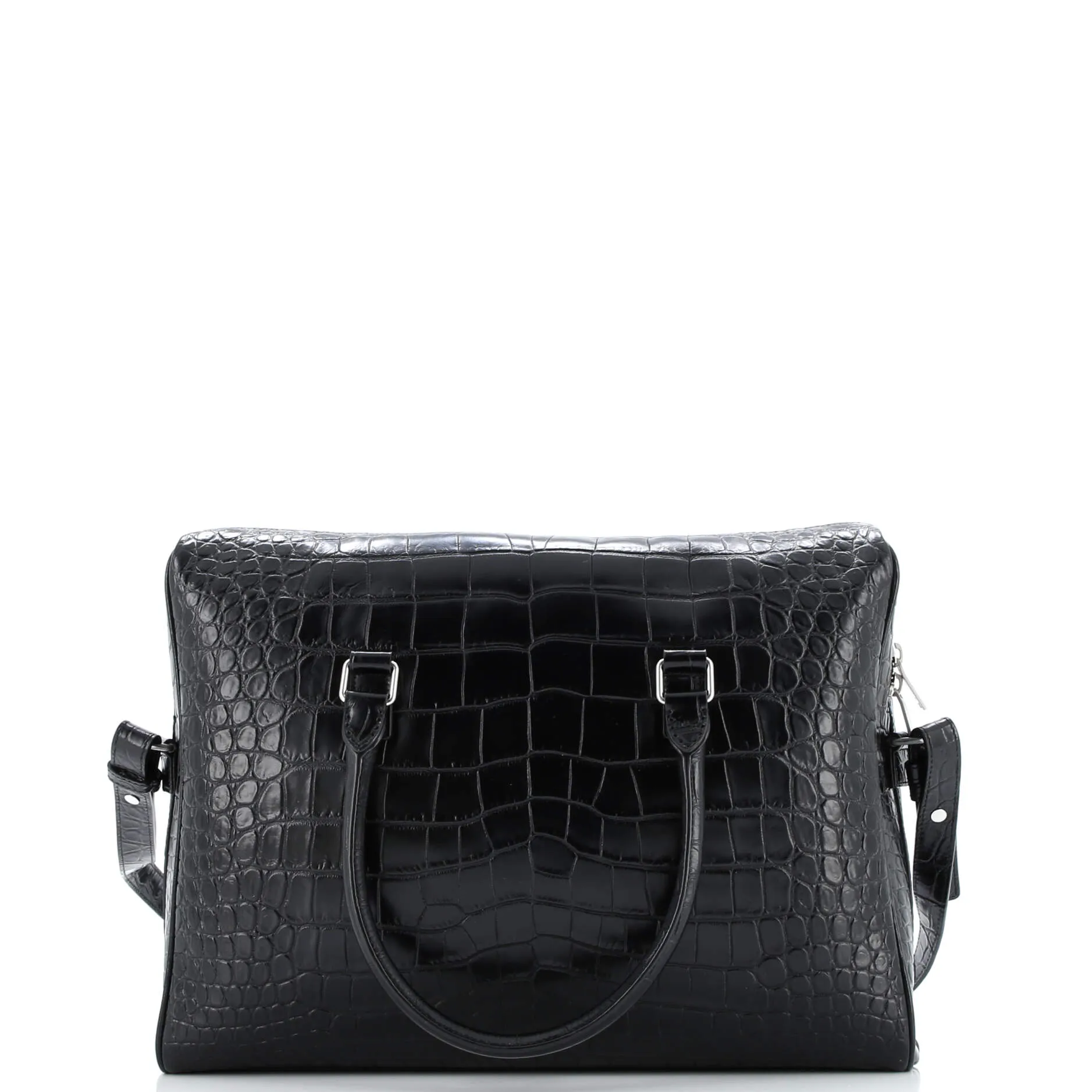 Duffle Briefcase Crocodile Embossed Leather