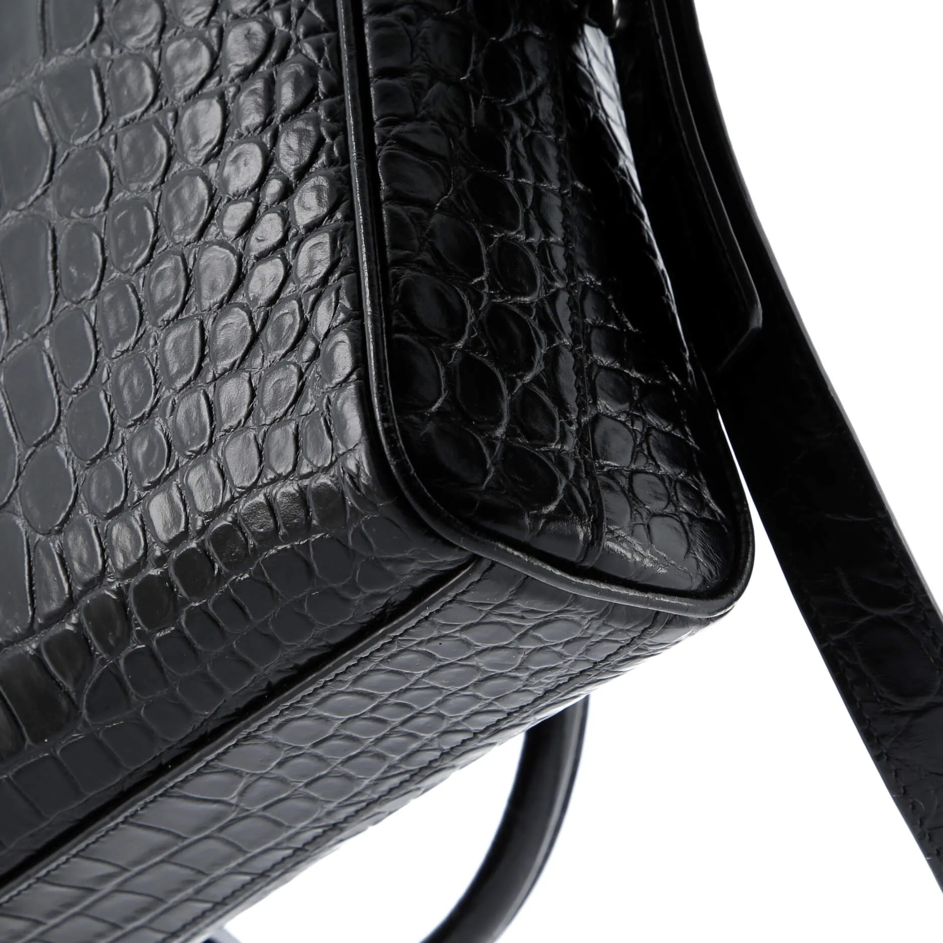 Duffle Briefcase Crocodile Embossed Leather
