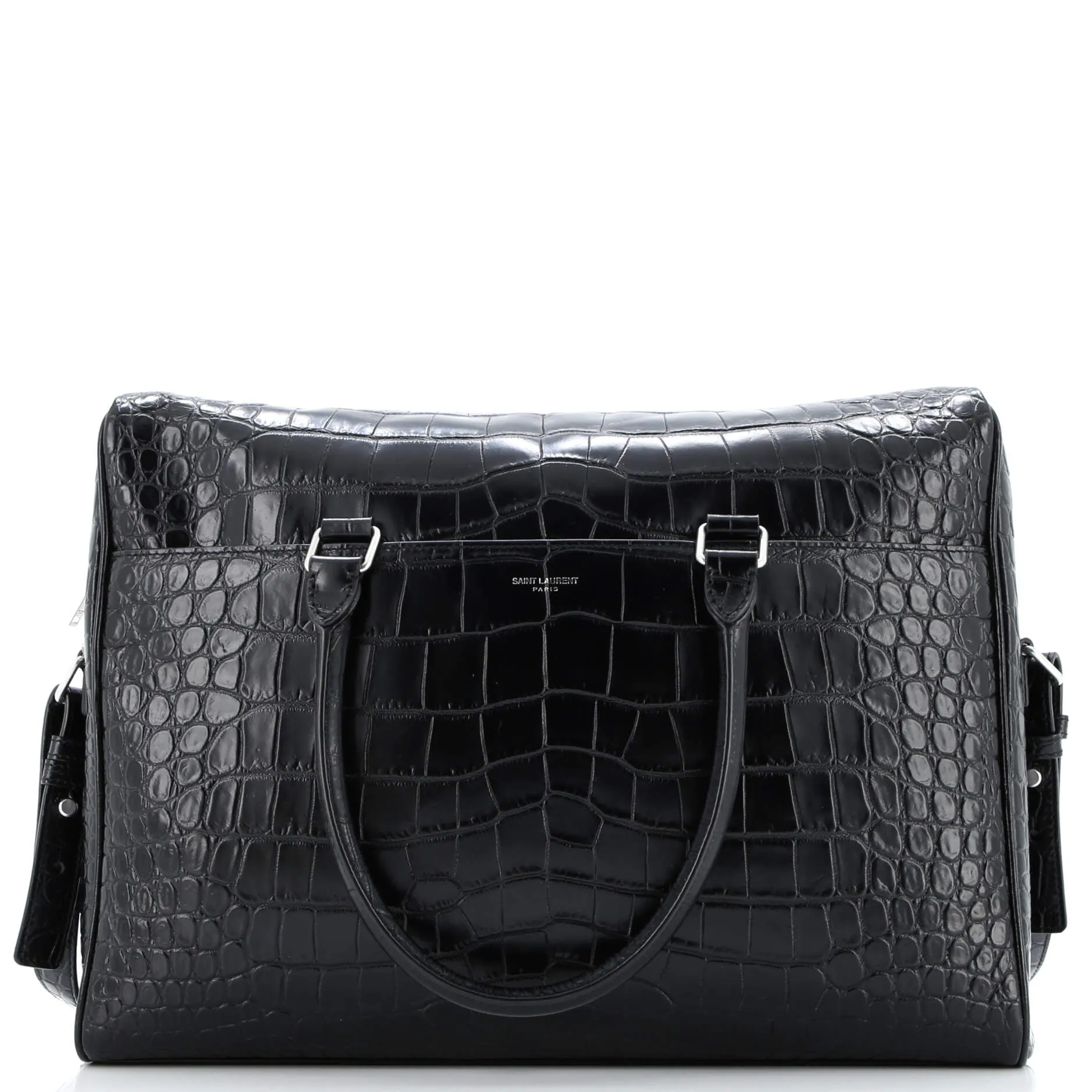 Duffle Briefcase Crocodile Embossed Leather