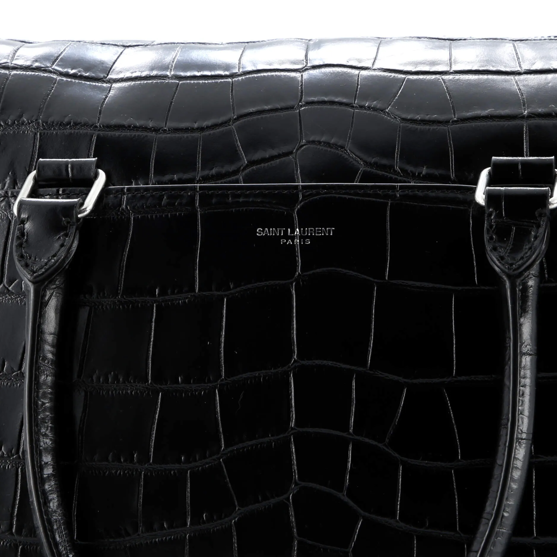 Duffle Briefcase Crocodile Embossed Leather