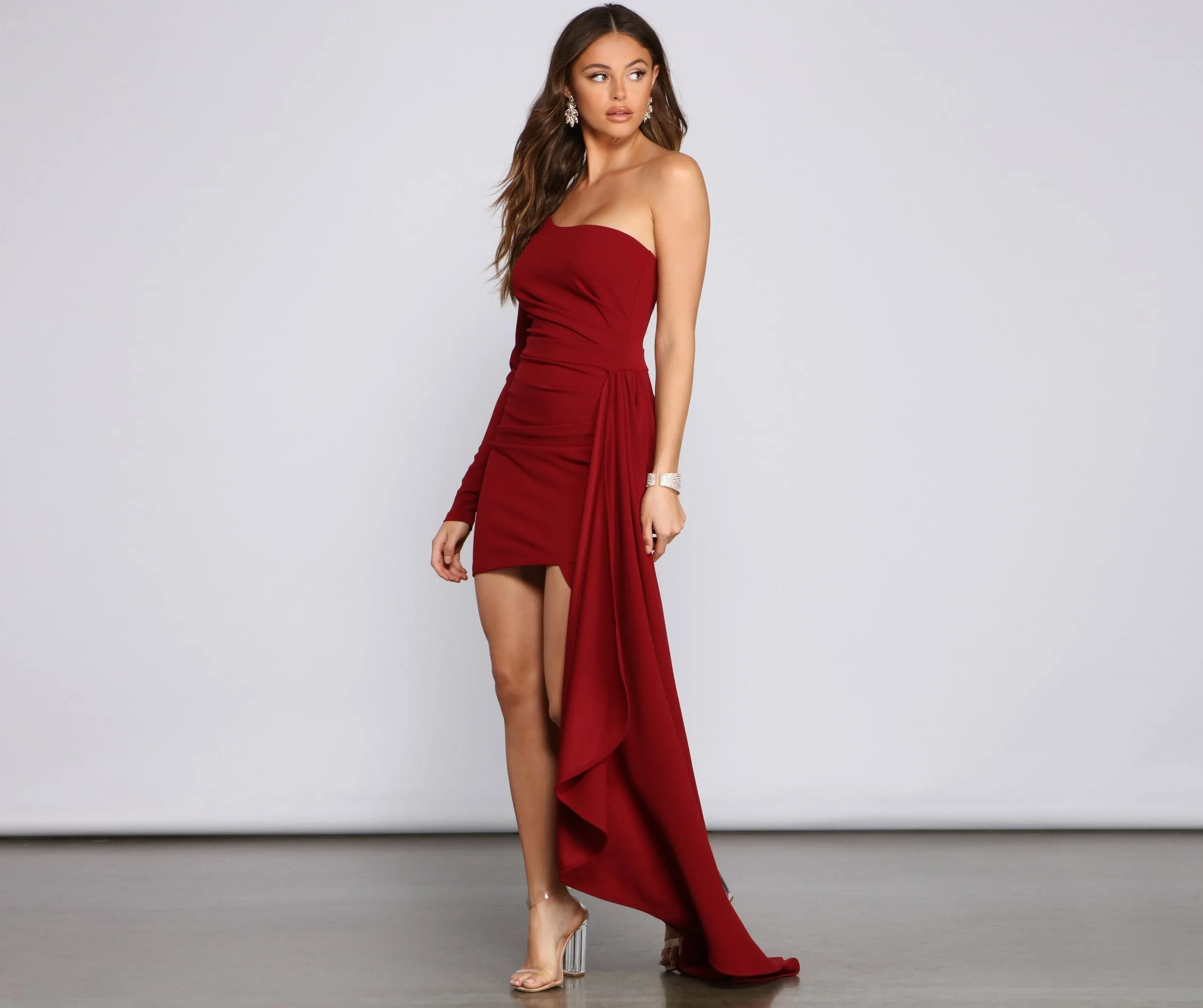 Emily One Shoulder Charming Pleated Asymmetric Mini Dress