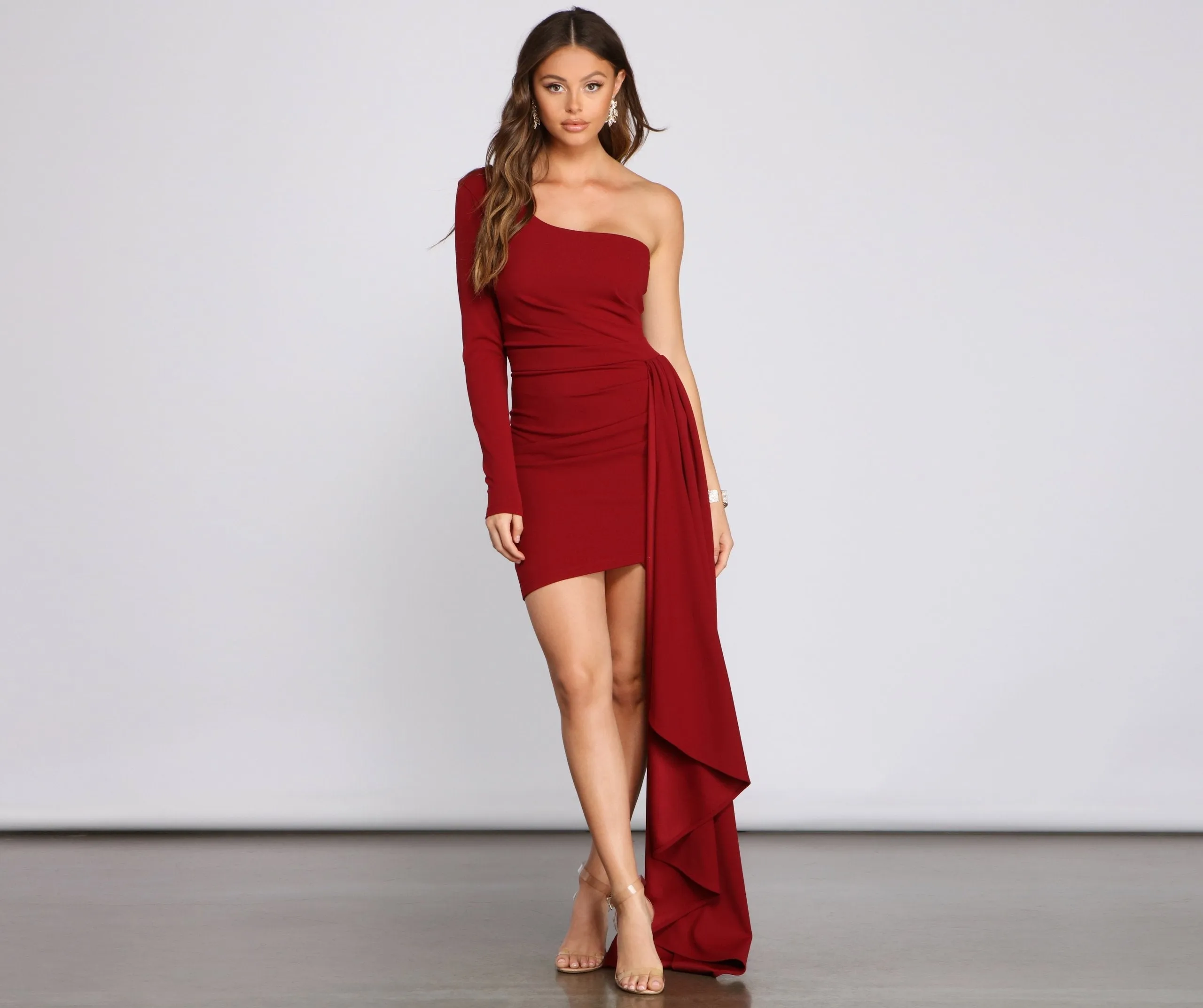 Emily One Shoulder Charming Pleated Asymmetric Mini Dress