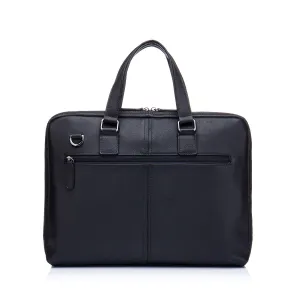 EnzoDesign Men's Urban Black Pebble Grained Leather 14" Laptop Soft Slim Brief