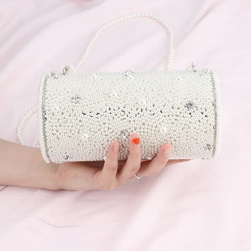 Exquisite Cylinder Pearl Wedding Party Bag