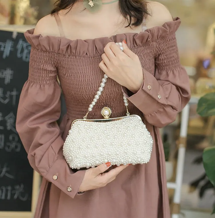 Exquisite Handle Pearl Wedding Party Clutch