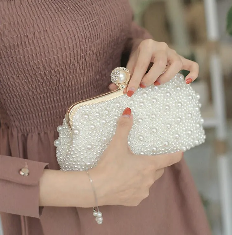 Exquisite Handle Pearl Wedding Party Clutch