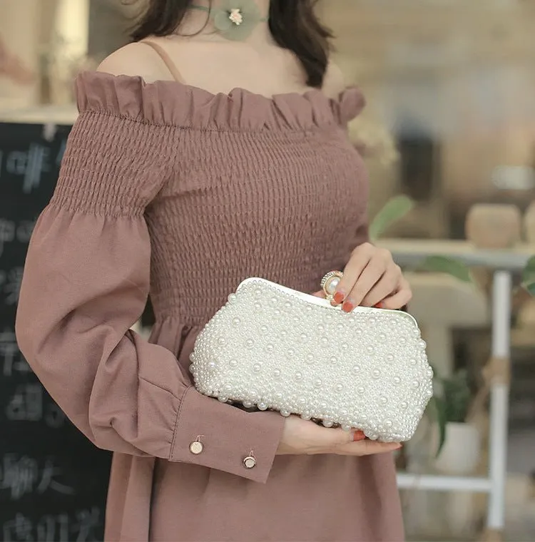 Exquisite Handle Pearl Wedding Party Clutch