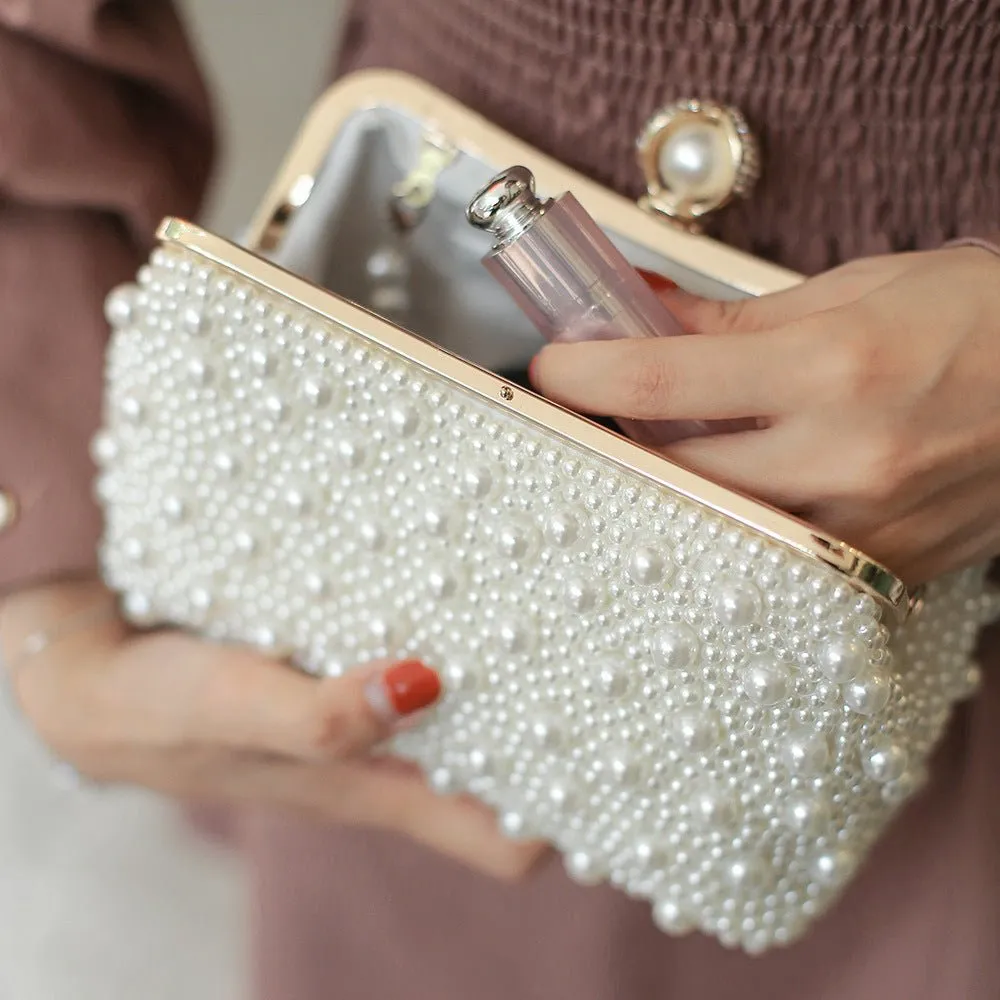 Exquisite Handle Pearl Wedding Party Clutch