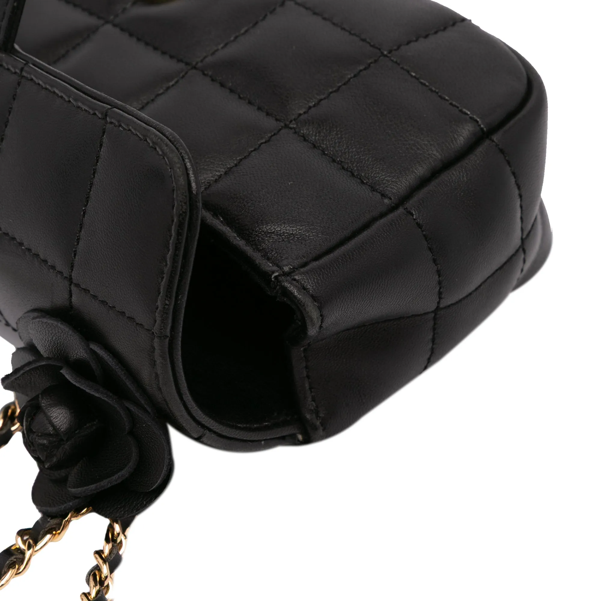Extra Mini Camellia Choco Bar Lambskin Flap