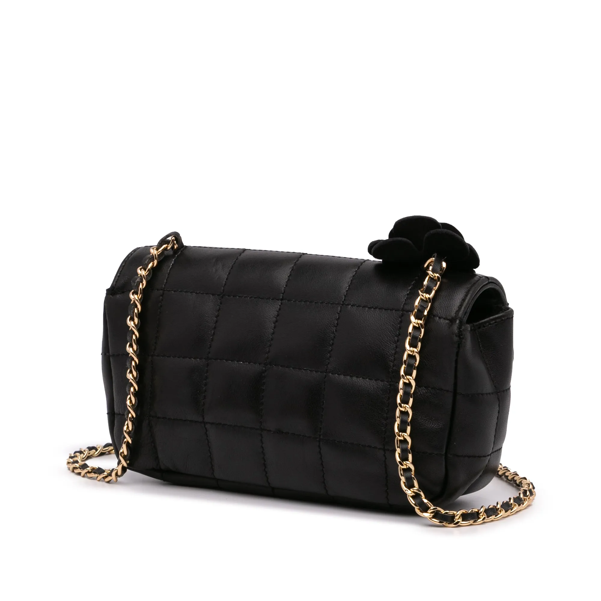 Extra Mini Camellia Choco Bar Lambskin Flap