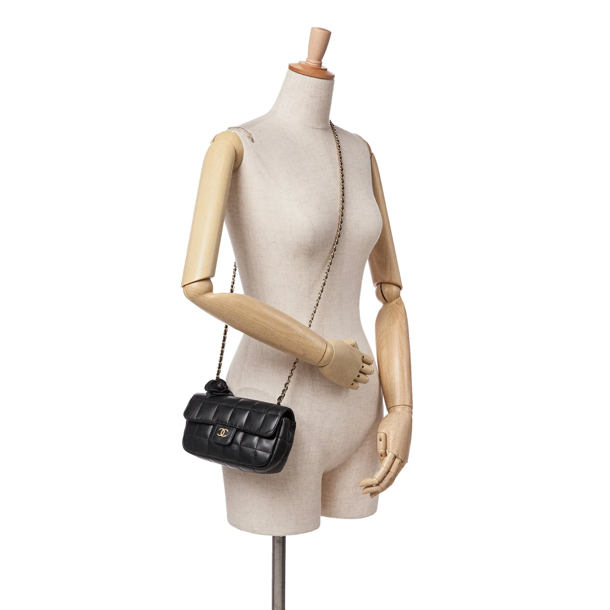 Extra Mini Camellia Choco Bar Lambskin Flap