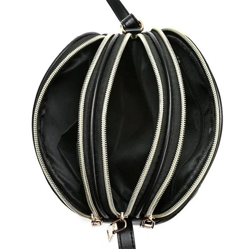 Fashion Black Handbag Multi Zipper Small Black Handbag Black Shoulder Bag