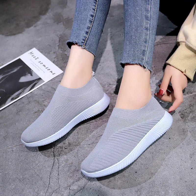 Flexible and Cushioned Almond Toe Slip-On Sneakers for Stylish Women