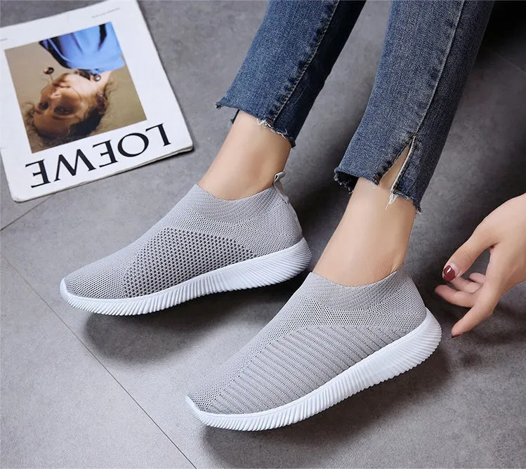 Flexible and Cushioned Almond Toe Slip-On Sneakers for Stylish Women