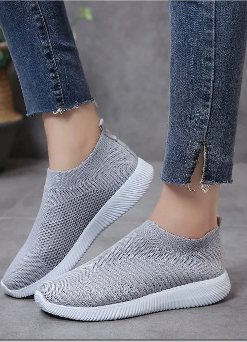 Flexible and Cushioned Almond Toe Slip-On Sneakers for Stylish Women