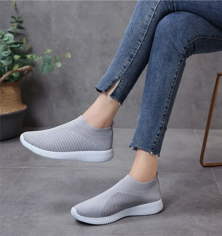 Flexible and Cushioned Almond Toe Slip-On Sneakers for Stylish Women