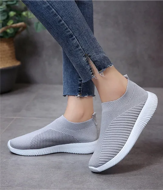 Flexible and Cushioned Almond Toe Slip-On Sneakers for Stylish Women