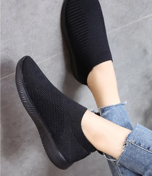 Flexible and Cushioned Almond Toe Slip-On Sneakers for Stylish Women
