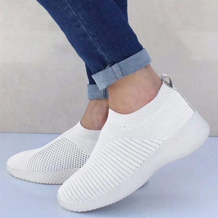 Flexible and Cushioned Almond Toe Slip-On Sneakers for Stylish Women