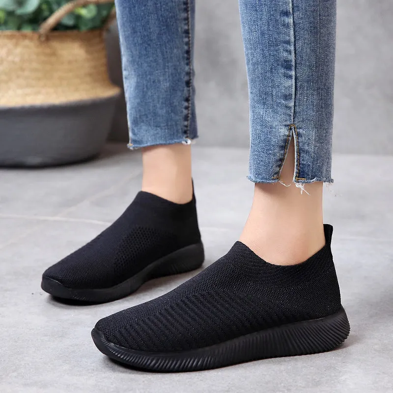 Flexible and Cushioned Almond Toe Slip-On Sneakers for Stylish Women