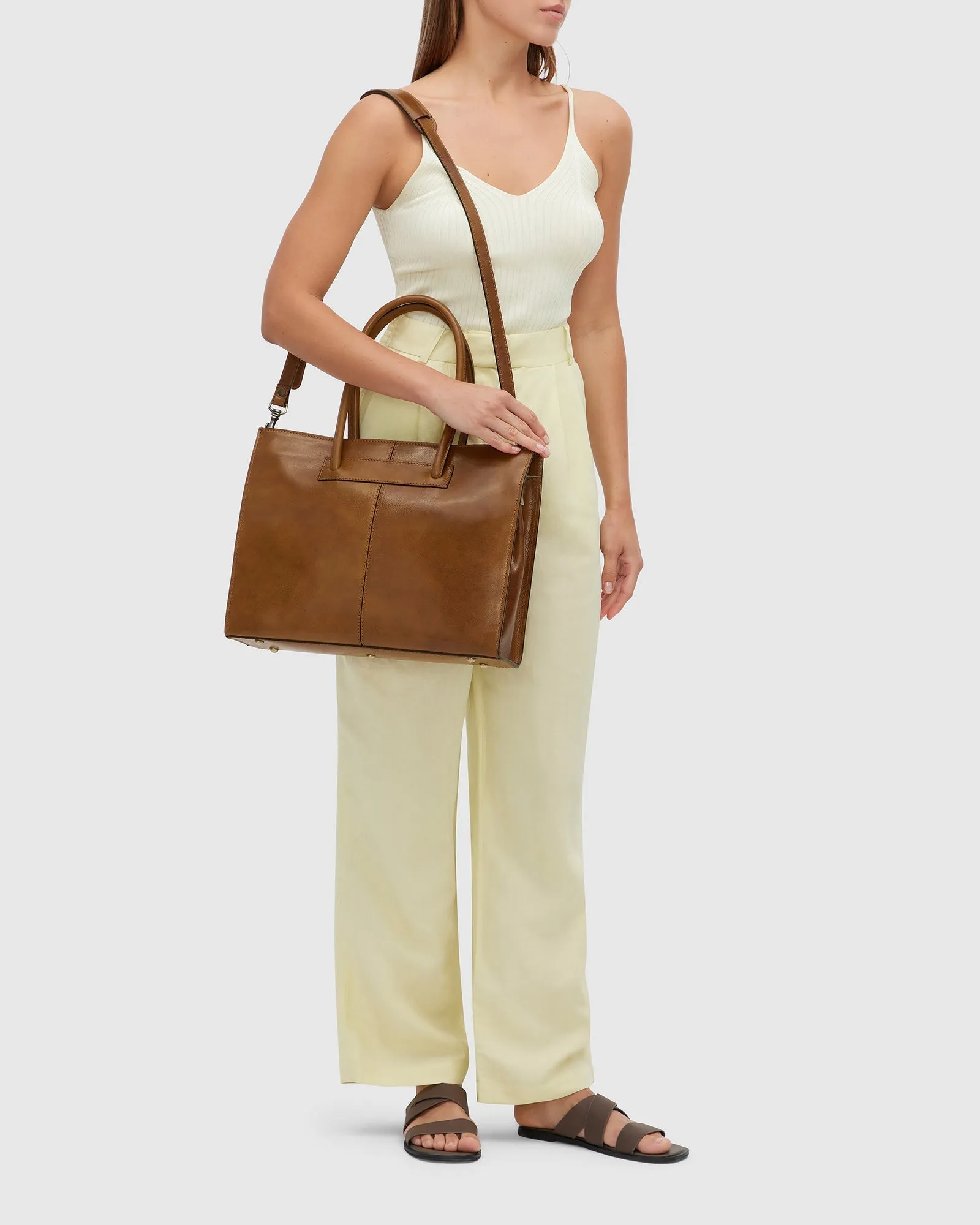 Florence Tan - Leather Women Tote/Work bag
