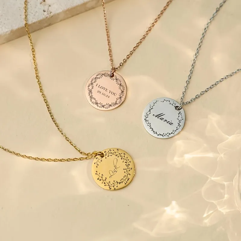 Flower Coin Pendant Necklace for Mom - Christmas Gift