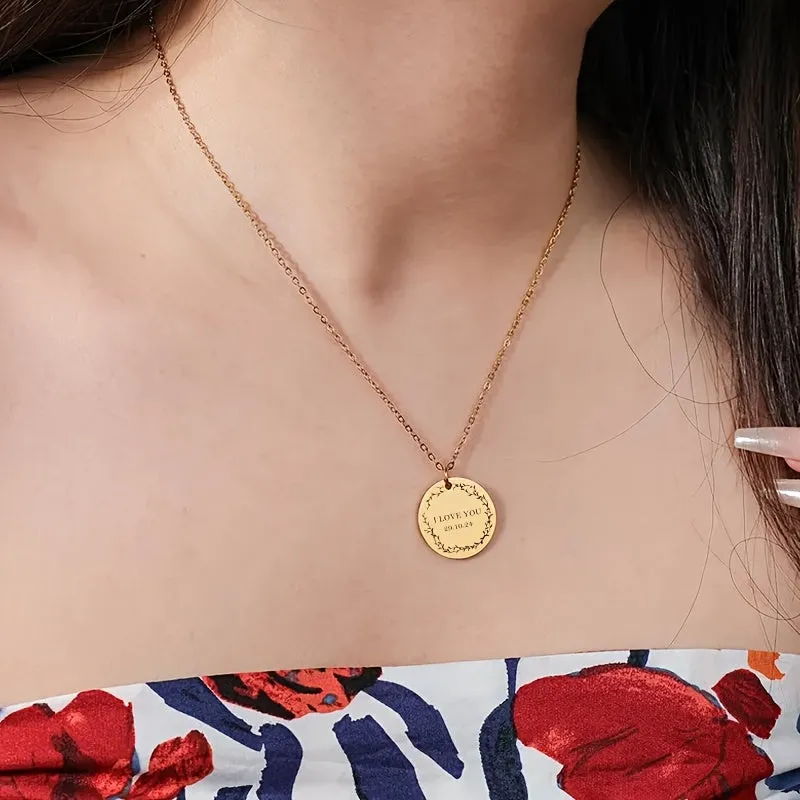 Flower Coin Pendant Necklace for Mom - Christmas Gift