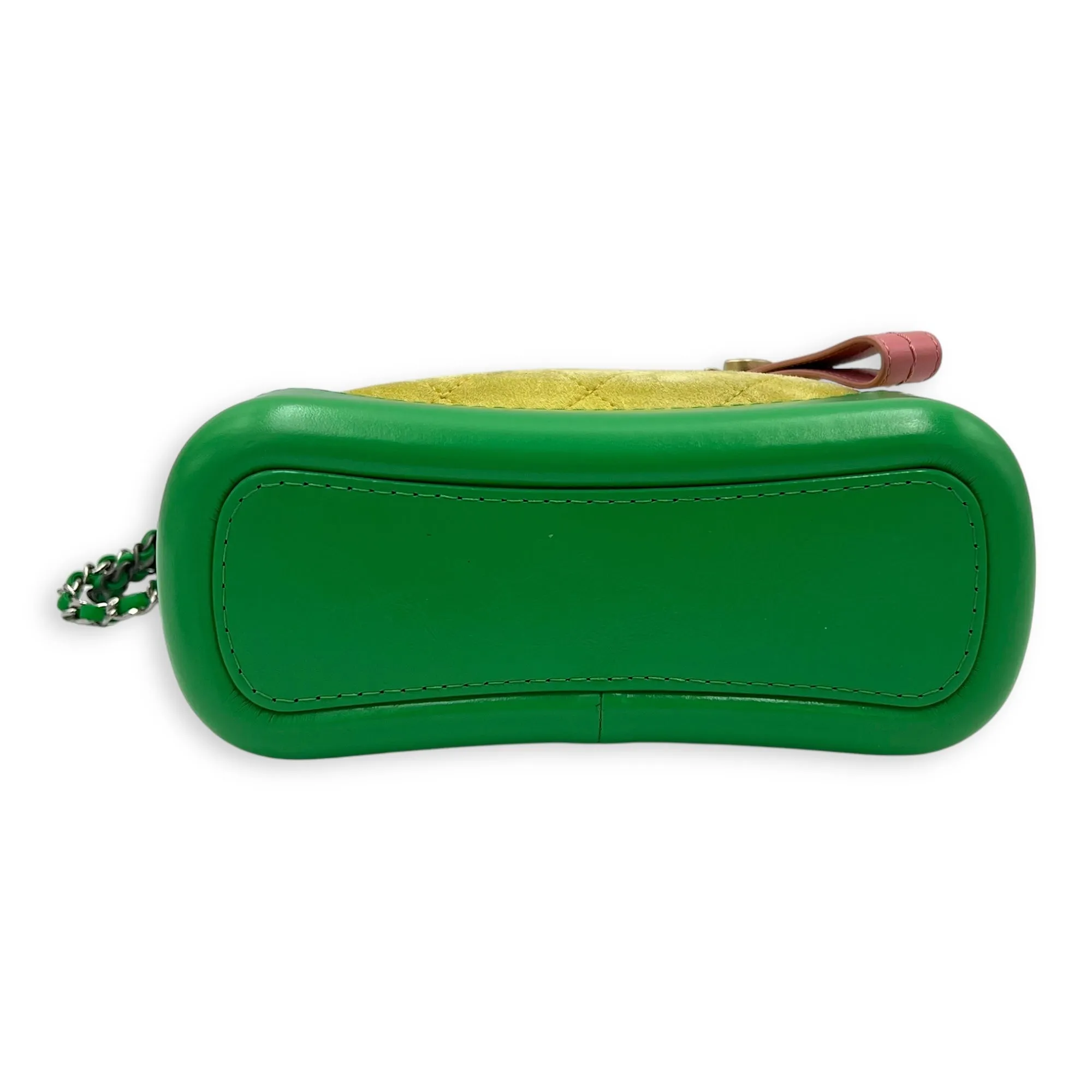 Gabrielle Crossbody Bag Small Yellow in Suede Leather, Mixed hardware