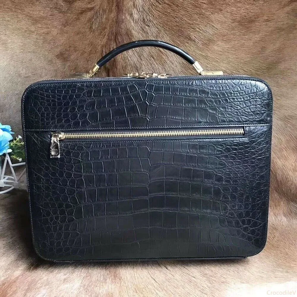 Genuine Crocodile Leather Business Shoulder Bag Handbag Travel Briefcase
