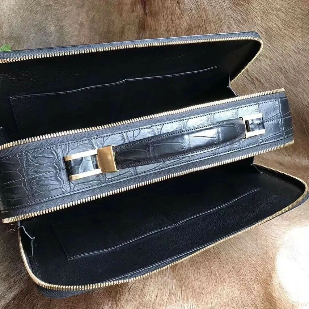 Genuine Crocodile Leather Business Shoulder Bag Handbag Travel Briefcase