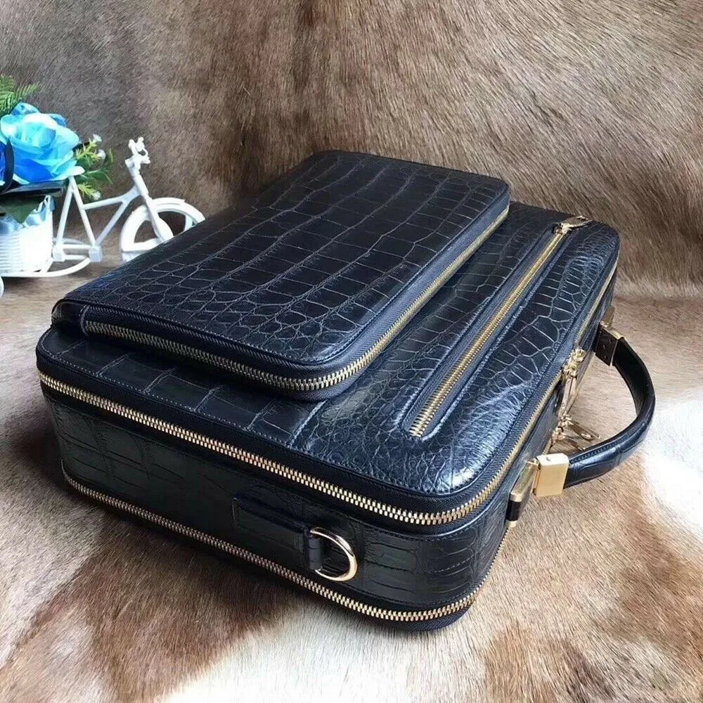 Genuine Crocodile Leather Business Shoulder Bag Handbag Travel Briefcase