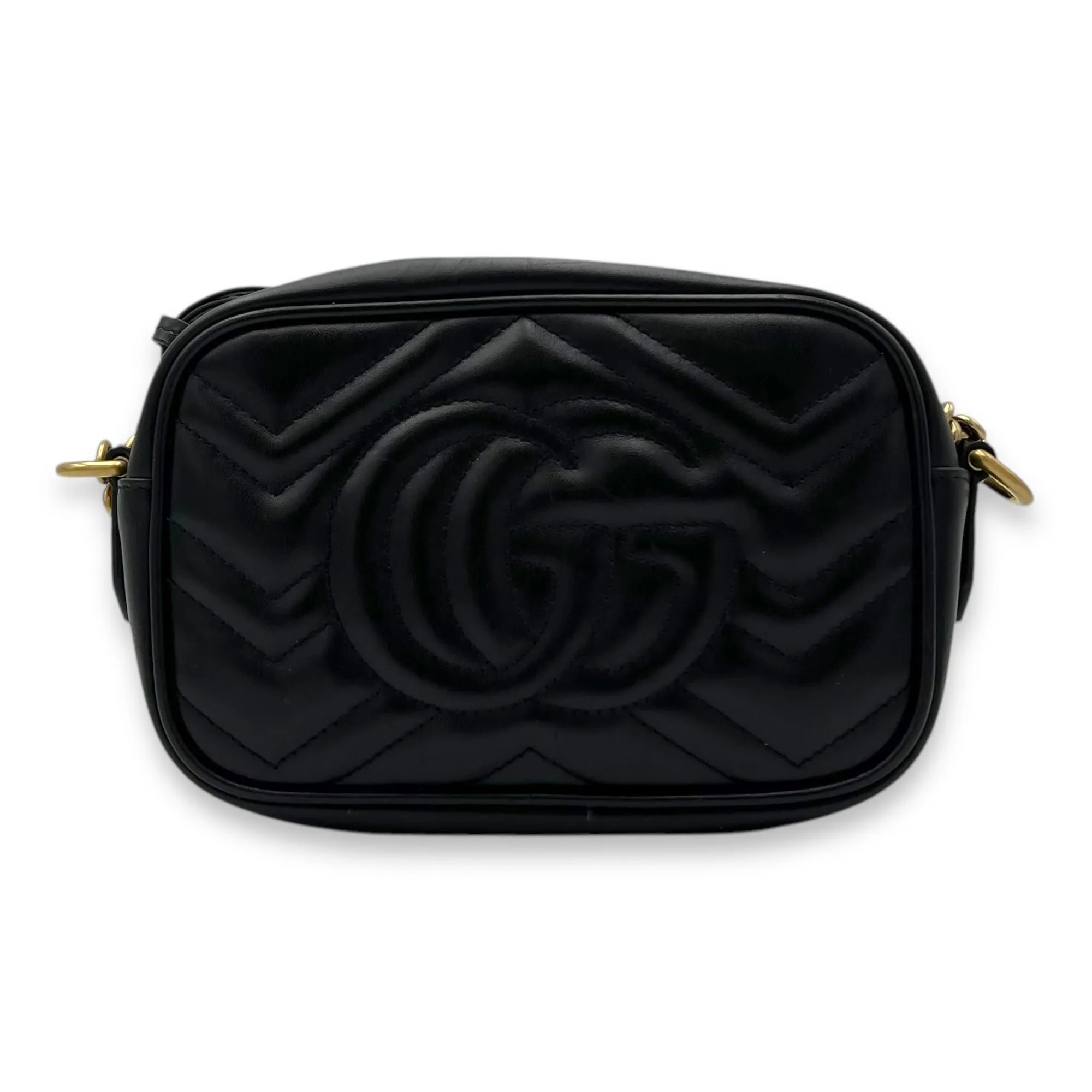 GG Marmont Crossbody Bag Small Black in Calfskin, Gold hardware