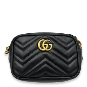 GG Marmont Crossbody Bag Small Black in Calfskin, Gold hardware