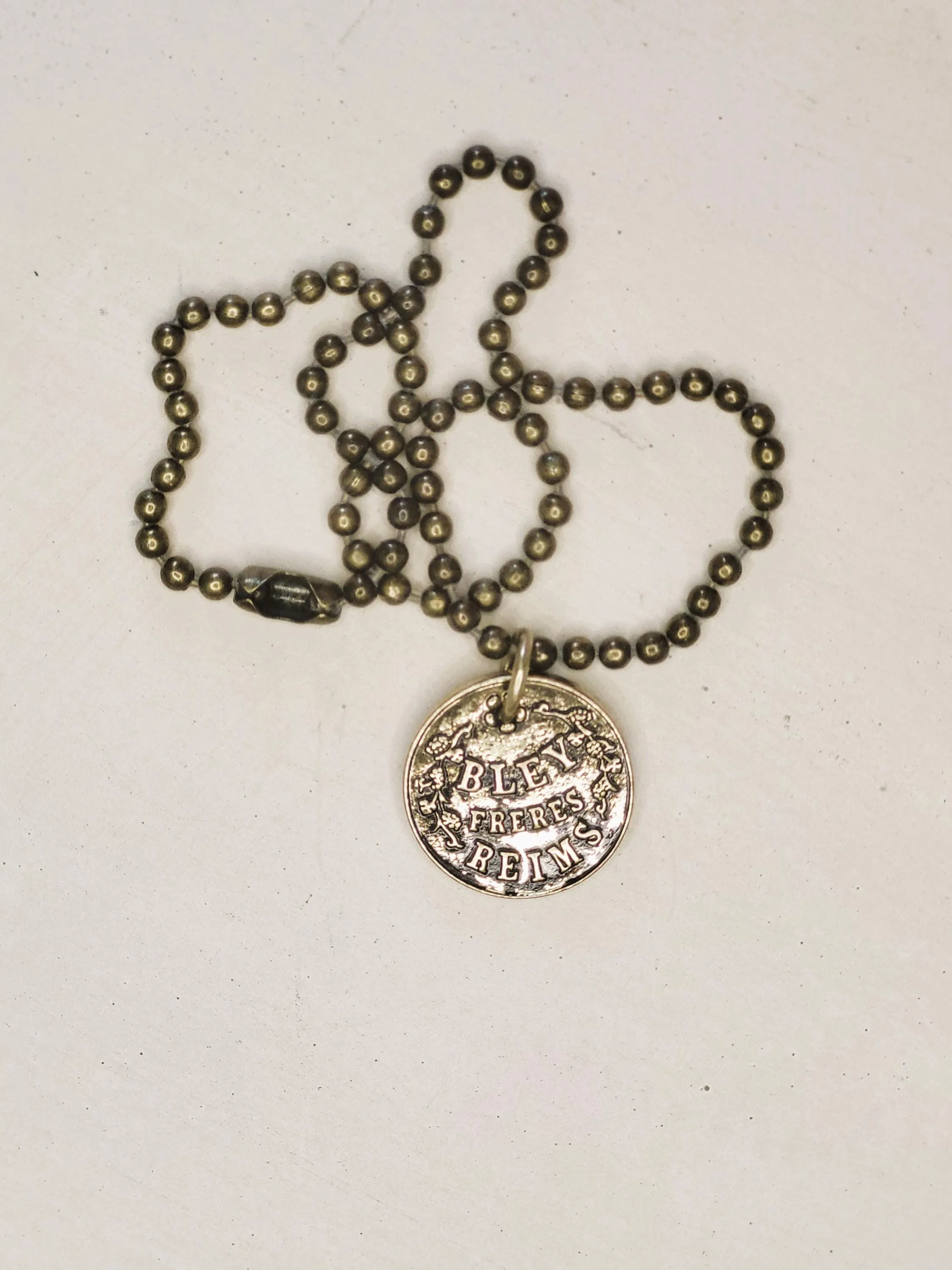 Gold Champagne Coin Necklace, French Coin Choker, Distressed Gold Necklace, Burnished Gold Coin Necklace