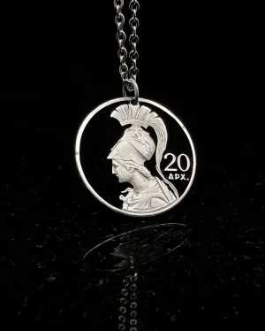 Greece - Athena Cut Coin Pendant (with words)