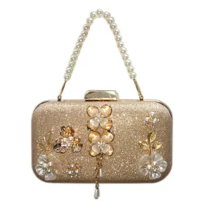 Hand Cute Flowers Pearl Clutches