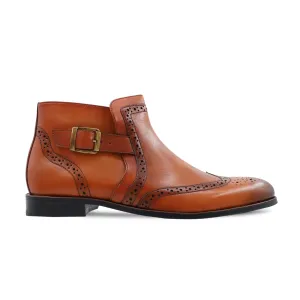 Handmade Custom Men's Burnish Tan Calf Leather Jodhpur