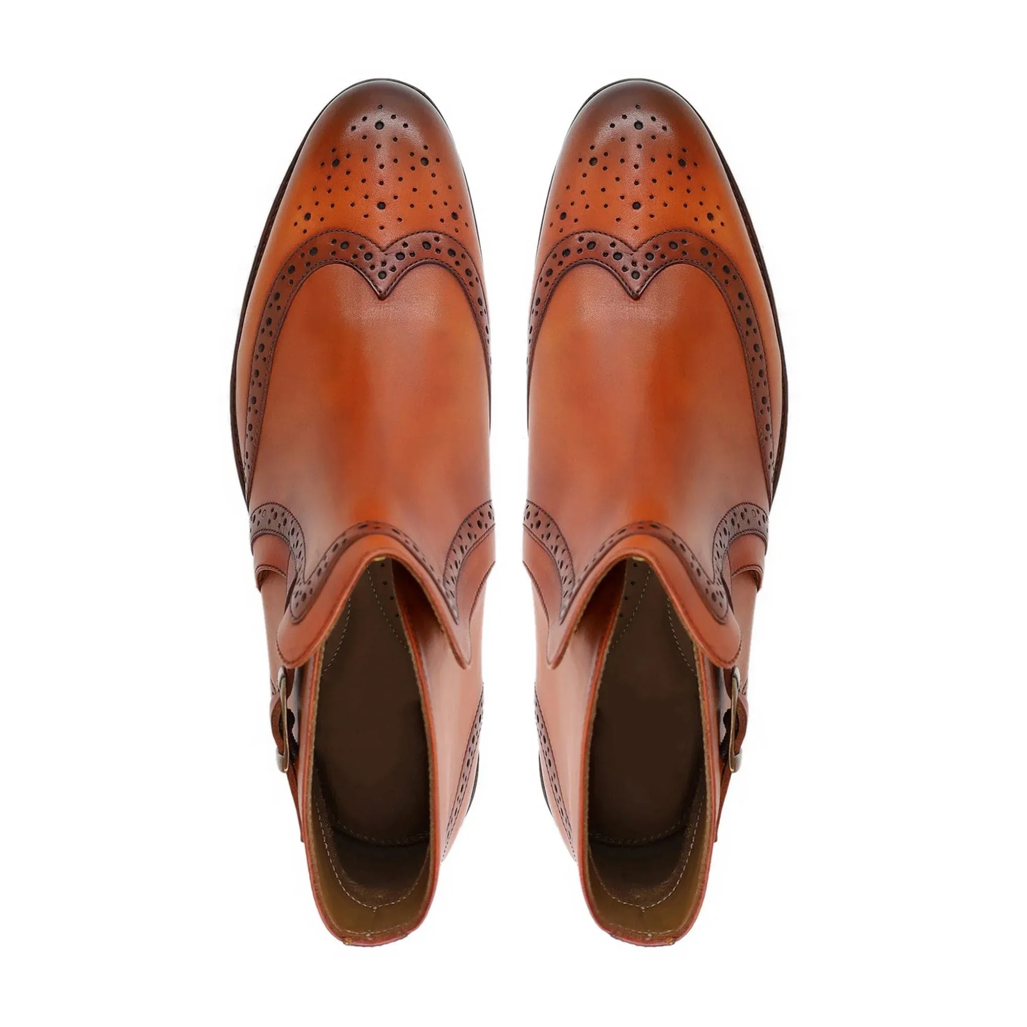 Handmade Custom Men's Burnish Tan Calf Leather Jodhpur