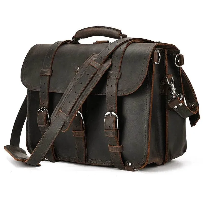 High Capacity Leather Laptop Briefcase Business Backpack