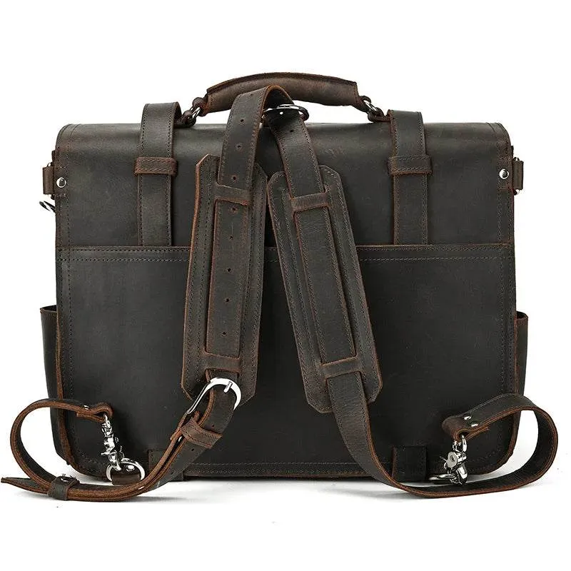 High Capacity Leather Laptop Briefcase Business Backpack