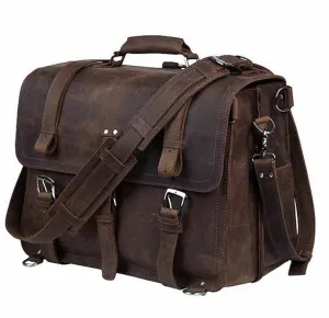 High Capacity Leather Laptop Briefcase Business Backpack