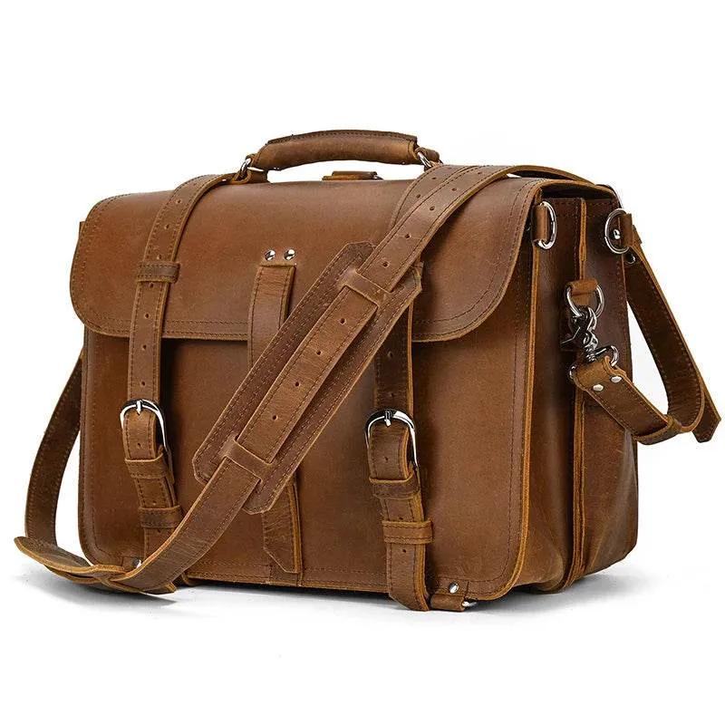 High Capacity Leather Laptop Briefcase Business Backpack