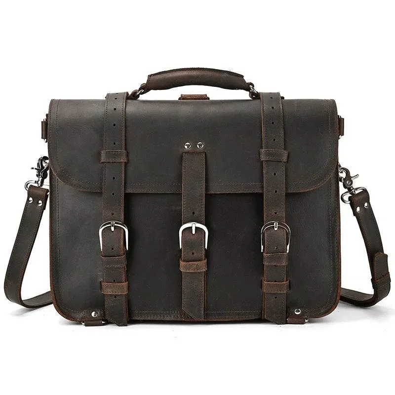 High Capacity Leather Laptop Briefcase Business Backpack
