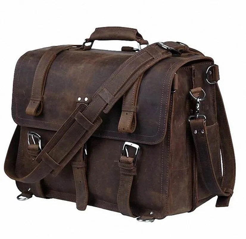 High Capacity Leather Laptop Briefcase Business Backpack