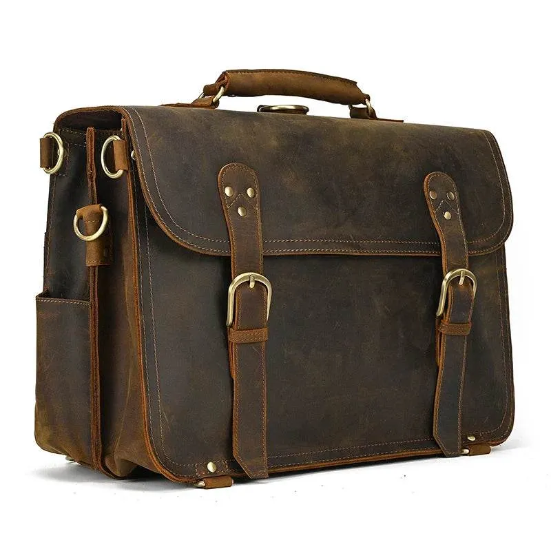 High Capacity Leather Laptop Briefcase Business Backpack