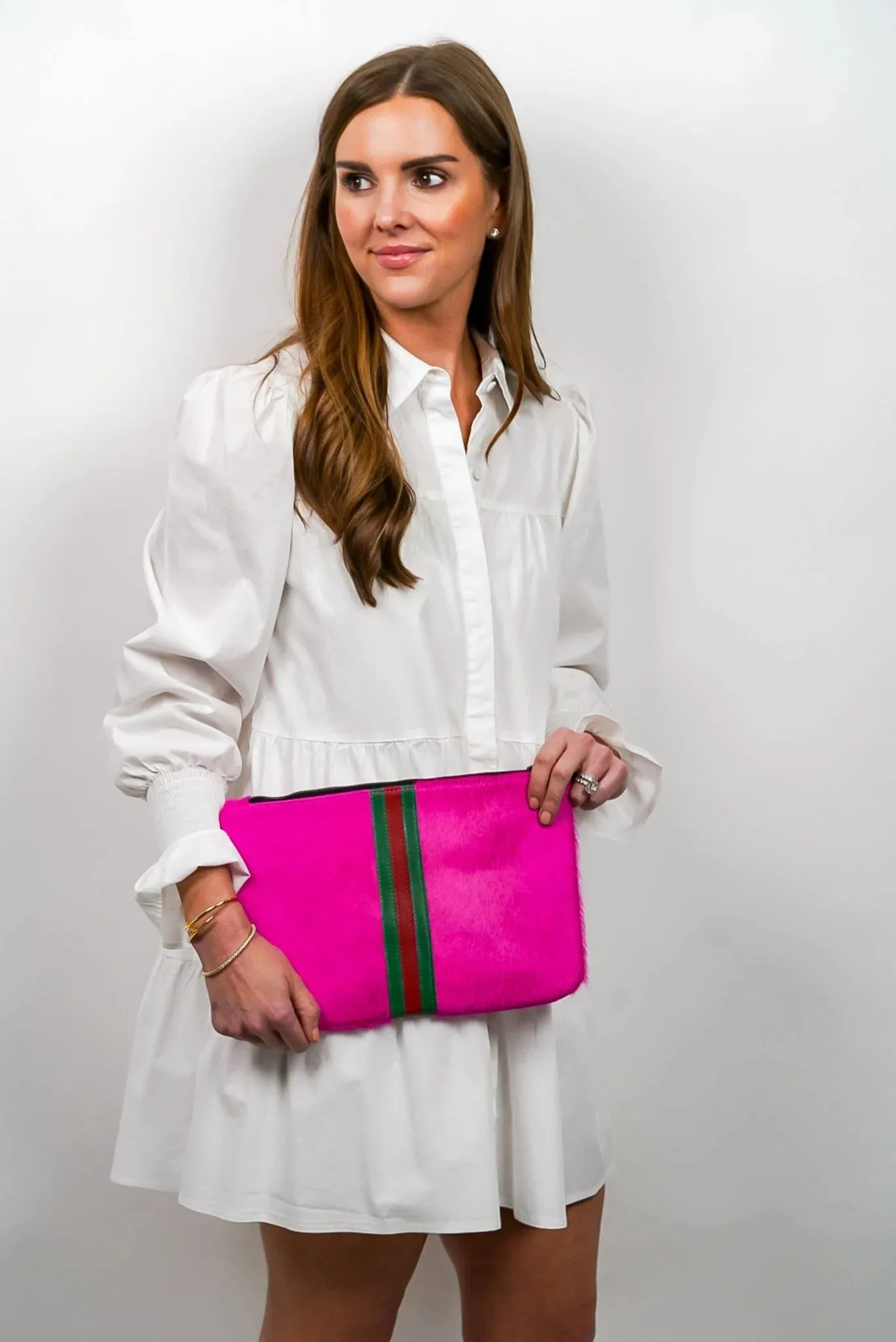 Hot Pink Stripe Clutch