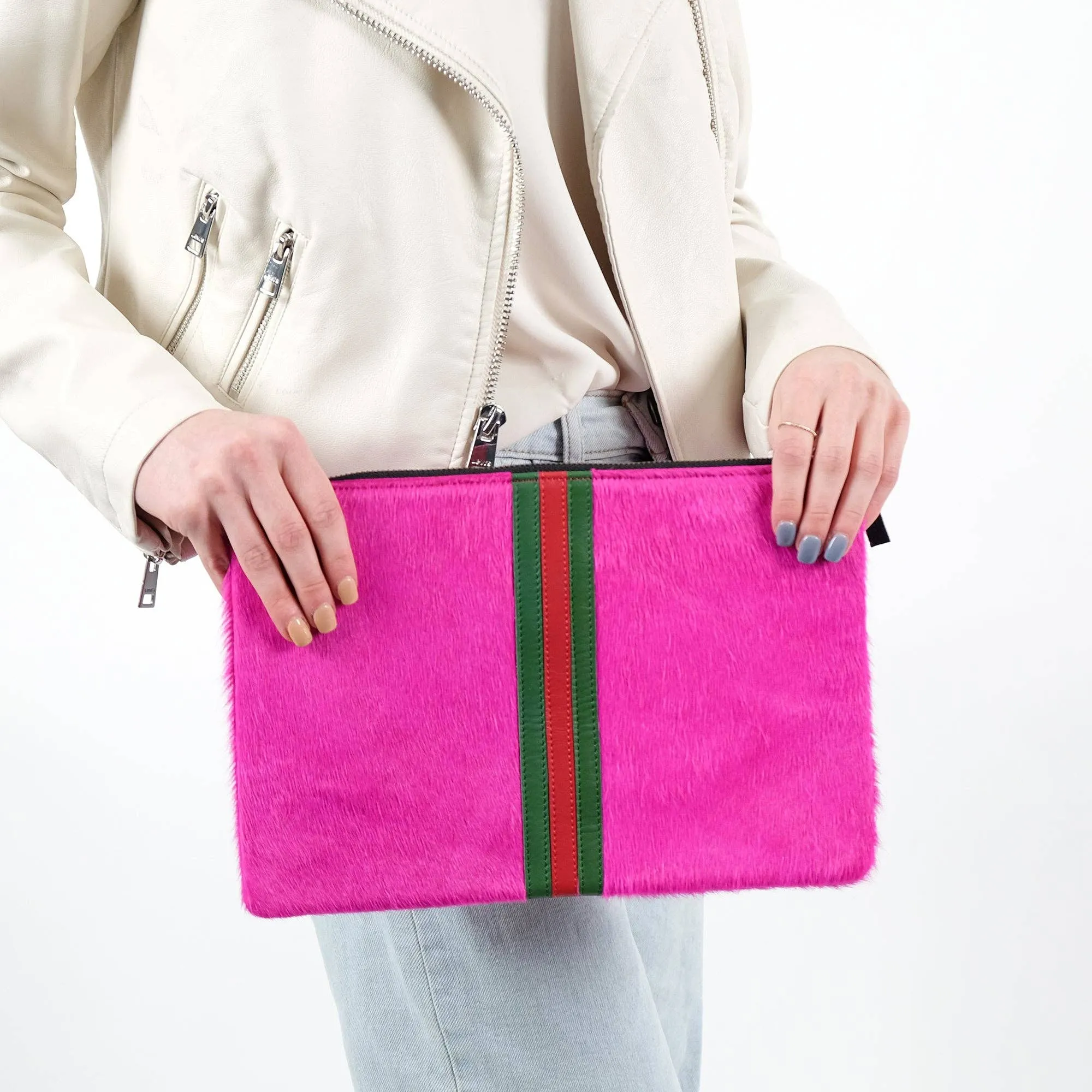 Hot Pink Stripe Clutch